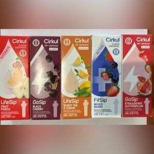 5 unopened Cirkul GoSip, LifeSip, and FitSip and 1 gently used lid